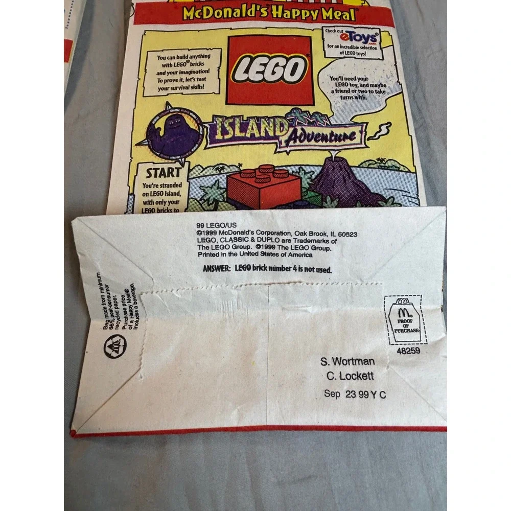 Vintage 1999 McDonalds Happy Meal LEGO Classic Set 1-7 Complete